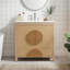 Meuble-lavabo moderne à cannelures avec lavabo en céramique intégré et rangement à fermeture en douceur