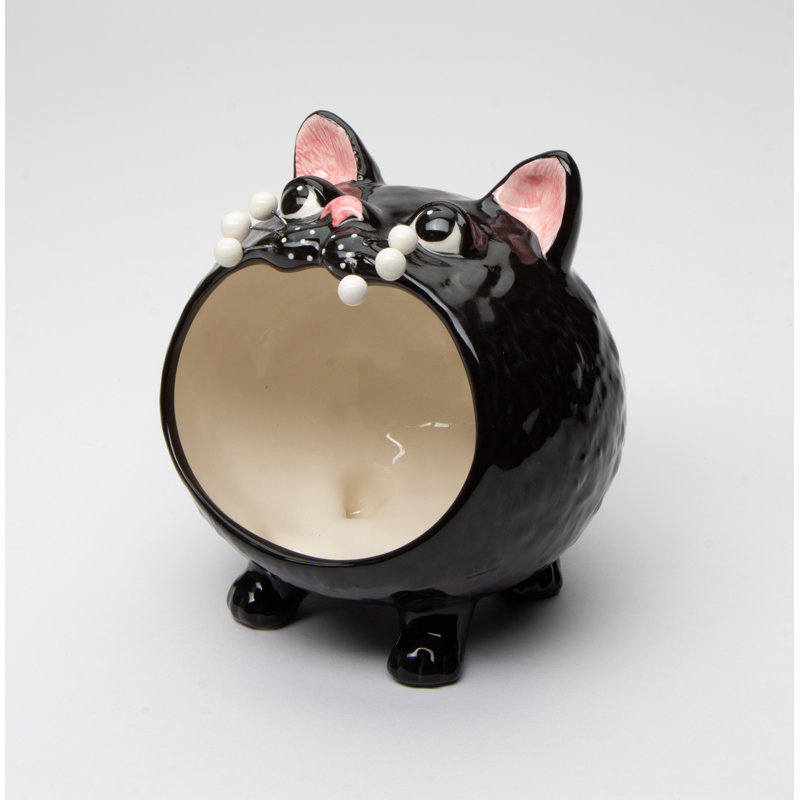 Small Halloween Black Cat Candy Bowl - 5 1/8"H