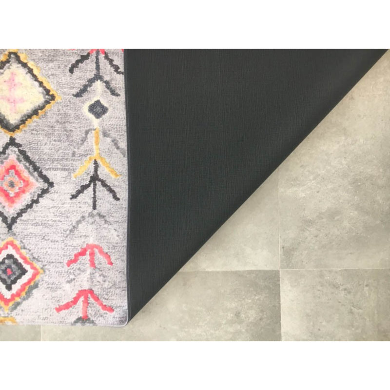 Tapis gris / rouge / orange en polypropylène tissé à la machine Edonis, Rectangle 2 pi 7 po x 4 pi 11 po