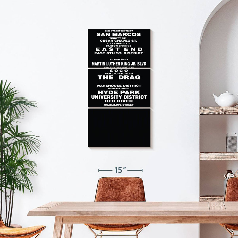 Voyage et aventure citations «Austin Bus Roll On Canvas» par Stark Art Collective, H 44 po x l 21 po x P 1,25 po