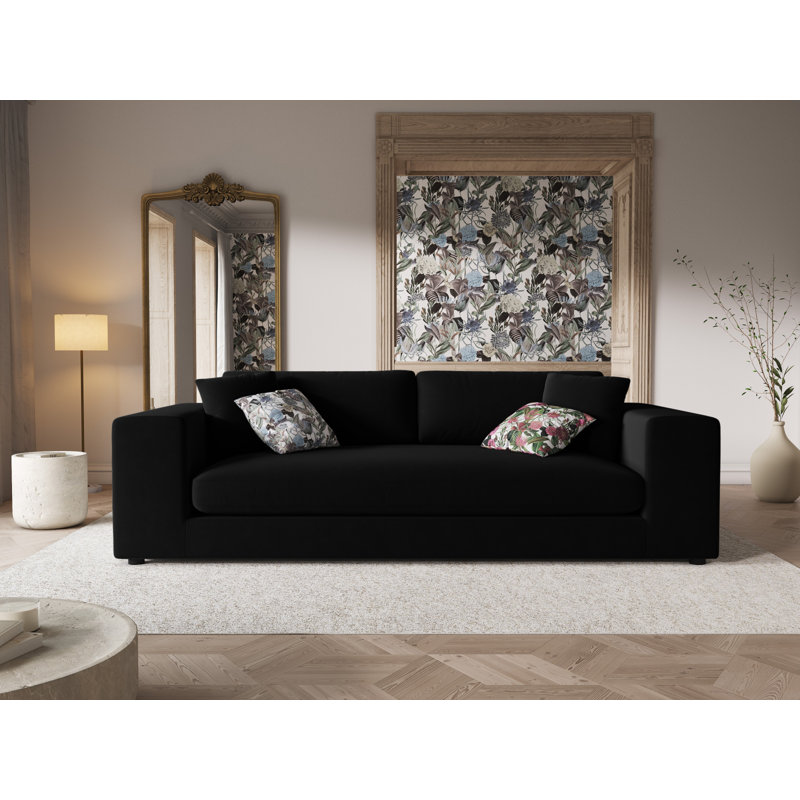 Francisca 4 Seater Velvet Sofa, Black