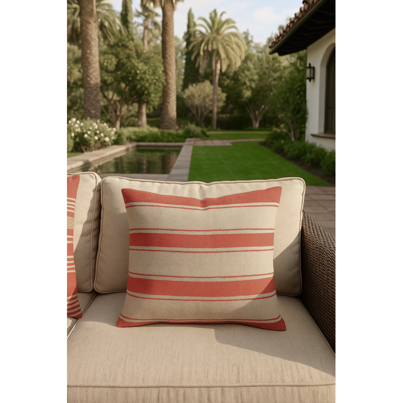 Classic Grey Sail Stripe Indoor Outdoor Pillow 14x20, Black, Square 24", Polyester