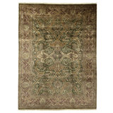 High-Quality Hand-Knotted Green And Red Area Rug