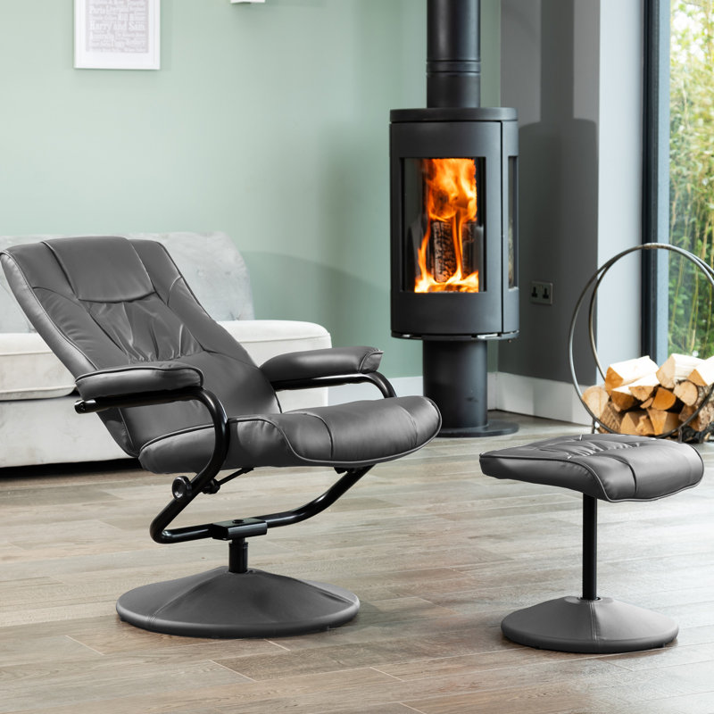 Oundle Swivel Based Based Recliner and Footstool - Cream, Grey
