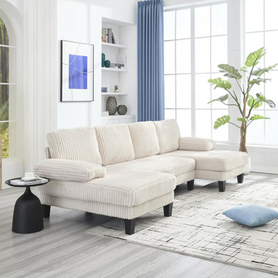 U-Shaped Couch with Oversized Seat,4-Seat Sofa  with Double Chaise,Comfortable and spacious indoor furniture for Living Room,Apartment