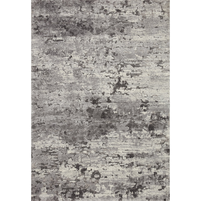 Tapis gris à motif abstrait Ballymena, Rectangle 3 pi 7 po x 5 pi 7 po
