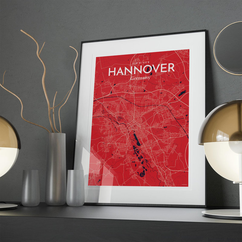 Hannover City Map In Nautical - No Frame Print, 27.6cm H x 19.7cm W x 0.05cm D