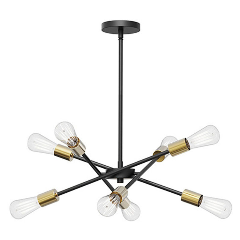 Laterna 8-Light 26” Wide Chandelier, Matte Black/Plated Gold