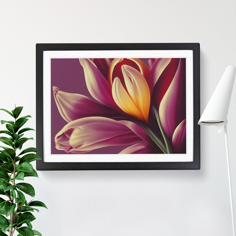 Beaming Flowers - Single Picture Frame Print, 34cm H x 46cm W x 2cm D, Black