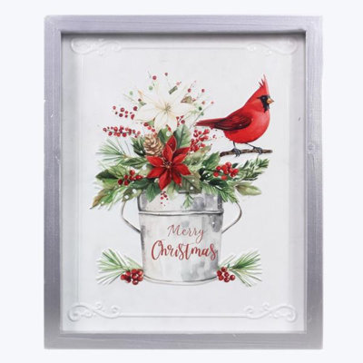 Wood/metal Christmas Cardinal Wall Art-2 Pcs