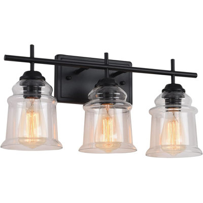 Applique murale E26 18 po à 3 lumières avec abat-jour glacier en verre transparent (sans ampoule) 18 po