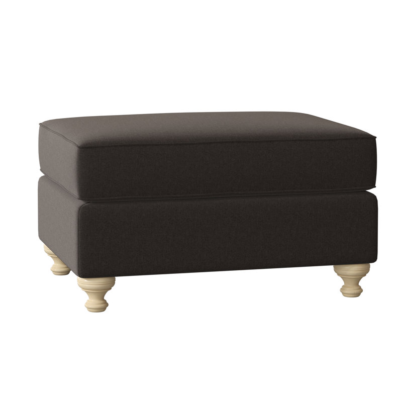 Duckling Upholstered Ottoman, Handsome 45 Black Performance Twill, Pecan