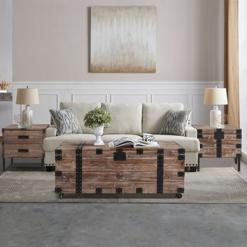 Trunk Table And Side Table, Set Of 3 Table Set
