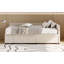 Lit plateforme simple tapissier en forme de L avec rangement et tiroirs-294108308