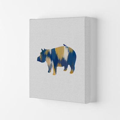 Hippo Blue & Yellow - Print
