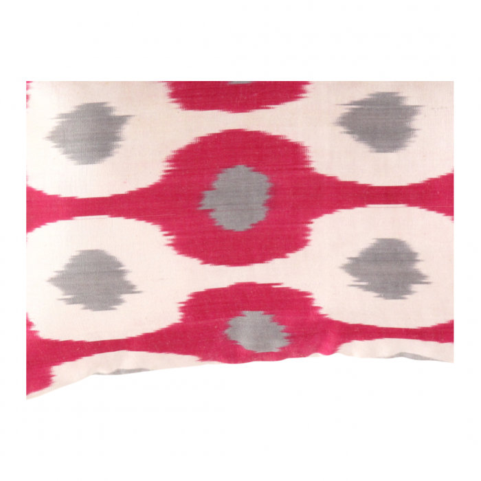 Coussin en velours réversible, H 16 po x l 24 po, Gris / rose