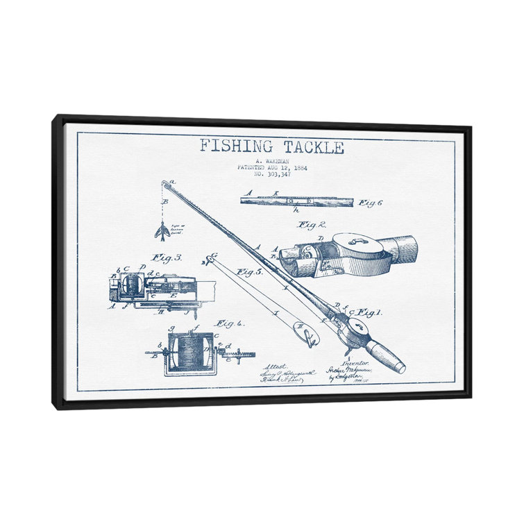 A. Wakeman Fishing Tackle Patent Sketch (I - Canvas Print