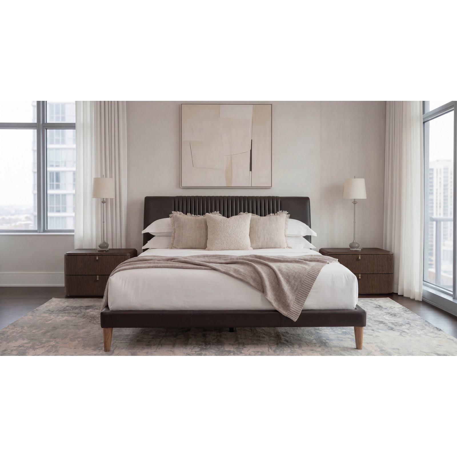 Upholstered Bed, Gray, Queen