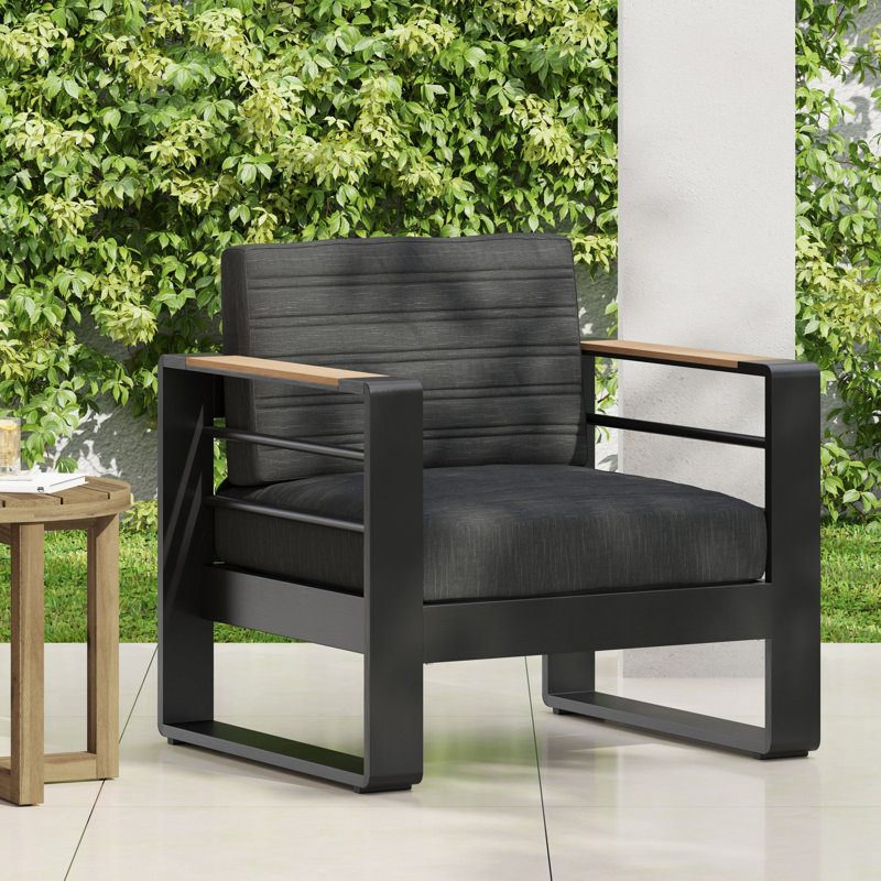 Outdoor Club Chair, Single Armchair For Patio, Outdoor Patio Chair For Backyard, Porch, Balcony, Black