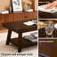 Table basse moderne en placage de noyer avec tablette inférieure, pieds en bois d'hévéa massif, grande console de 47 po pour le salon