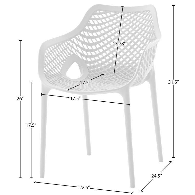 Mykonos Patio Dining Armchair, White