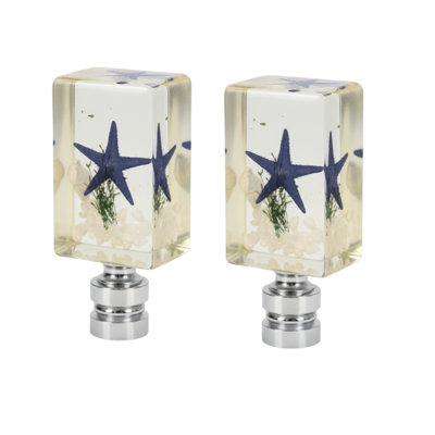 Royal Designs, Inc. F-5112SL-2 Étoile de mer en résine faite à la main, bleu, base argent poli, paquet de 2