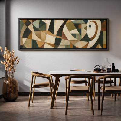 Large Framed Canvas Print Wall Art - Neutral Abstract Print for Modern Home Decor