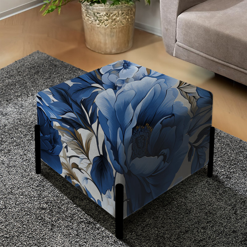 Blue Neo Victorian Roses Victorian Motif III - Repose-pieds carré floral