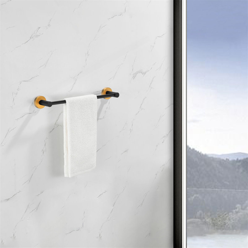 Bathroom Hardware Set, Thicken Space Aluminum 6 PCS Towel Bar Set- Black Gold 24 Inches Wall Mounted