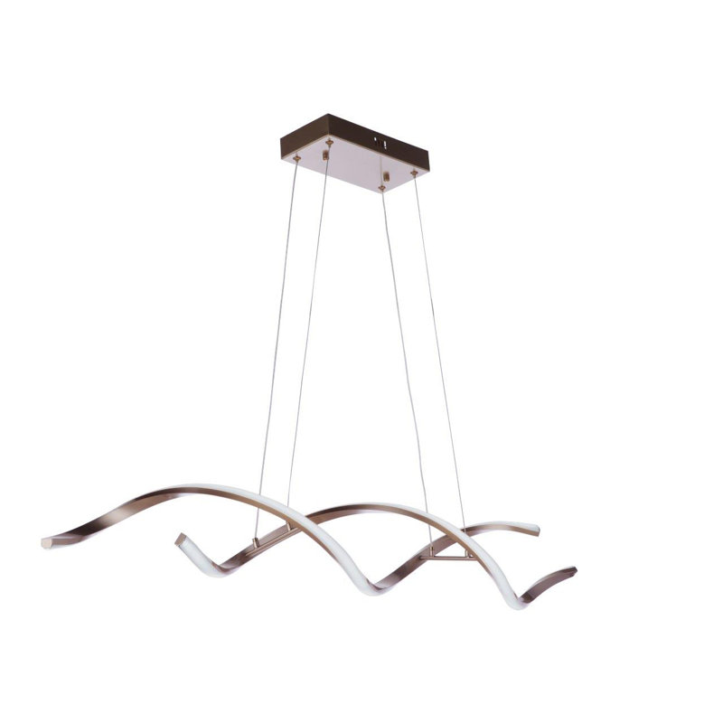 Luminaire suspendu 1 lumière DEL Khadyn, Laiton champagne