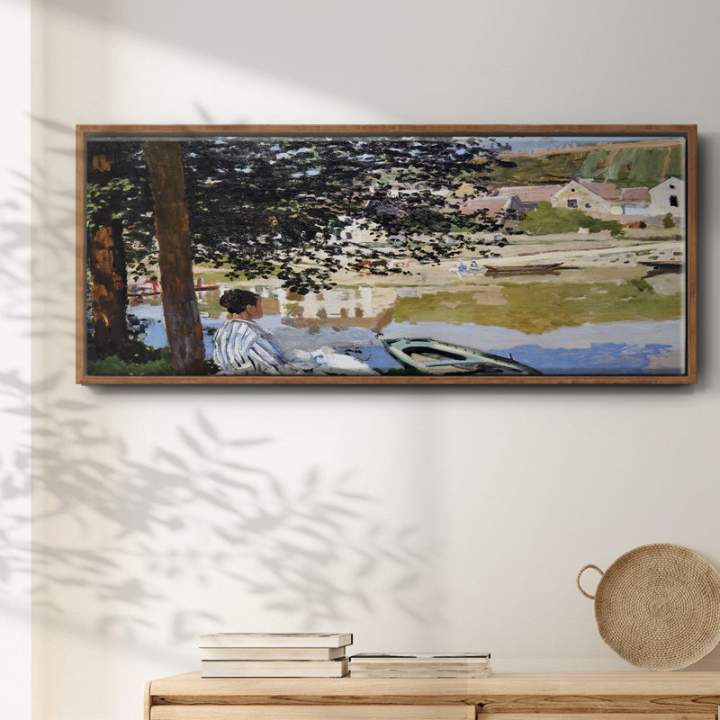 «River Scene at Bennecourt», 1868 - Toile encadrée, H 24 po x l 60 po