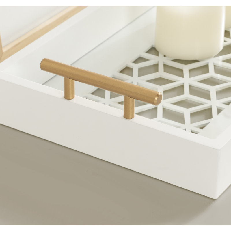 Magalia Narrow Rectangle Serving Tray, White, 24" W x 10" D