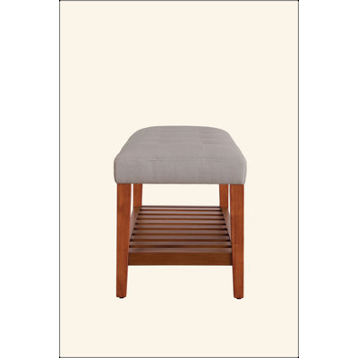 Charla Fabric & Oak Finish Bench