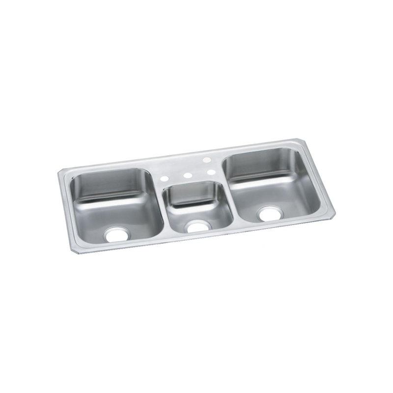 Celebrity 43" L x 22" W Triple Basin Drop-in Kitchen Sink, 4 hole