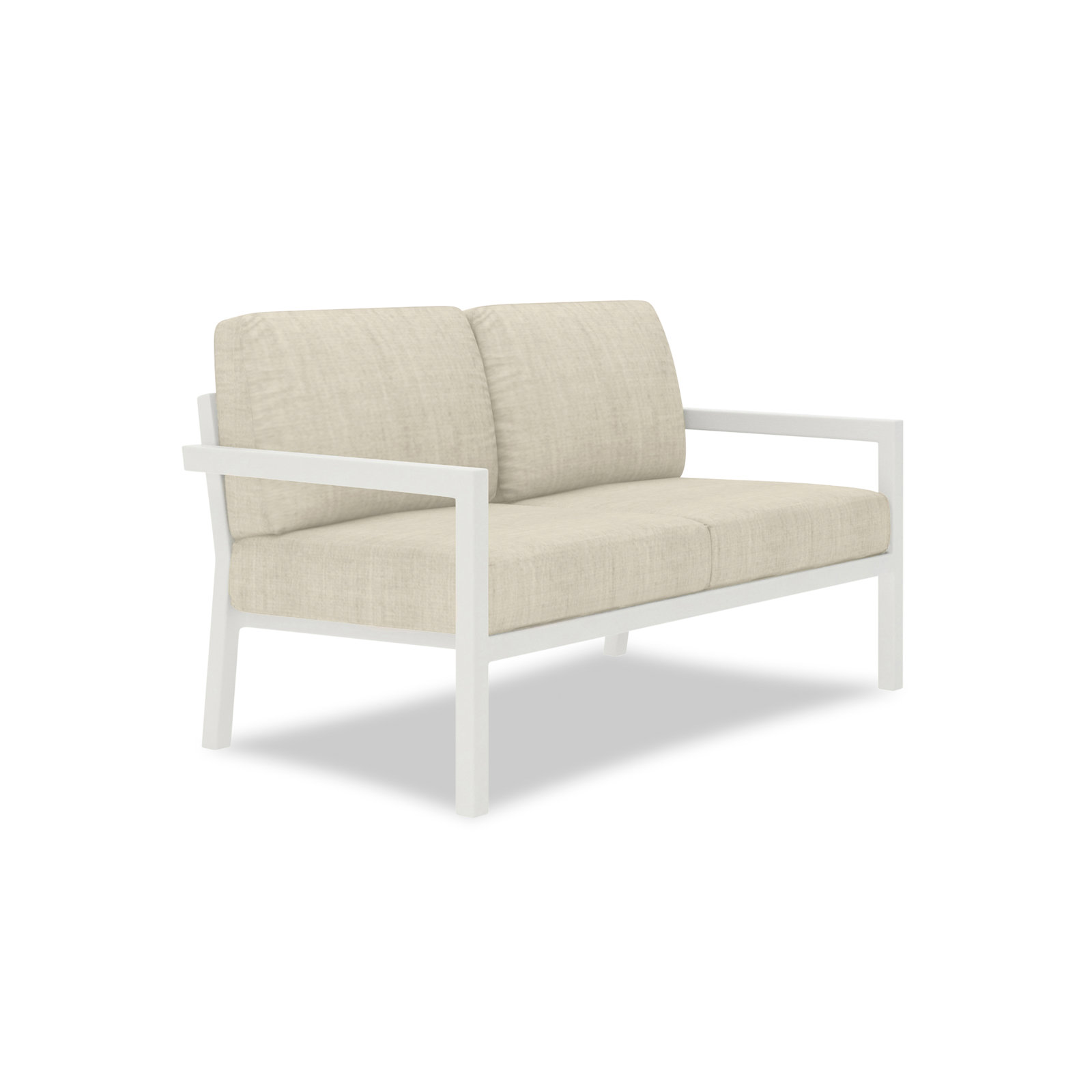 Vivant 56.25" Wide Outdoor Loveseat with Sunbrella® Cushions, Canvas Flax Sunbrella® Canvas, White