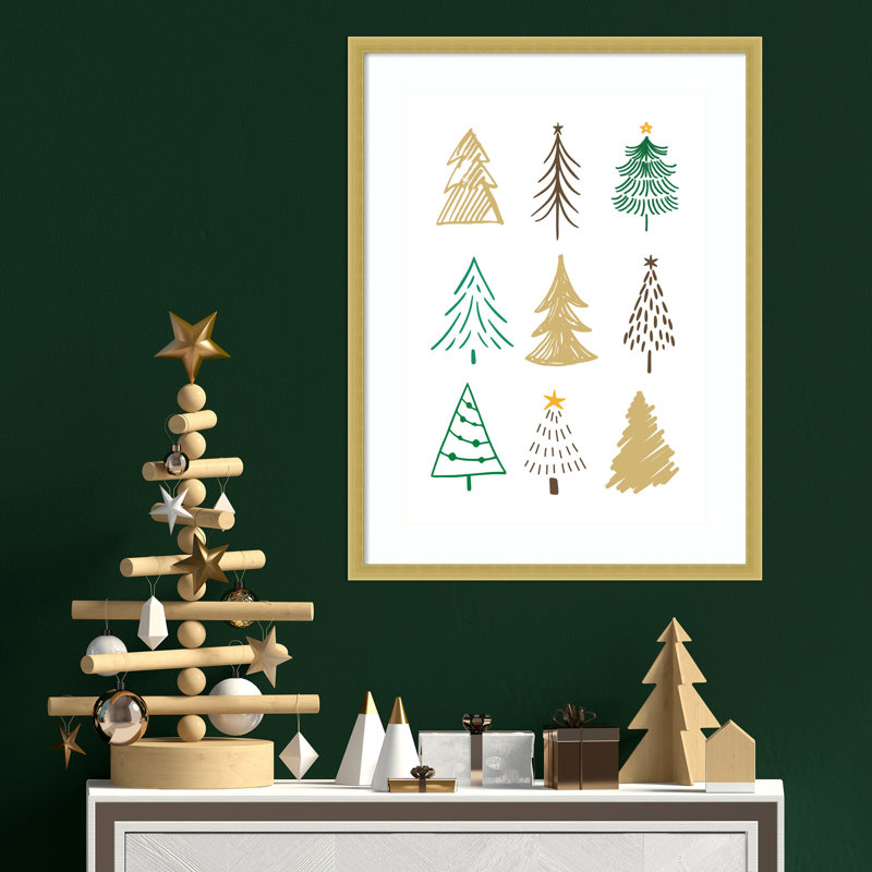 «Christmas Trees 1» par Wood, reproduction d'art encadrée, H 25 po x l 19 po