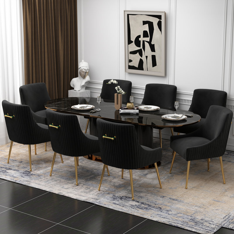Chaise d'appoint en velours Baudel, Noir