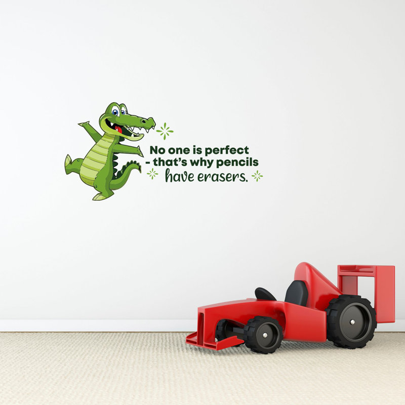 Adhésif décoratif en vinyle « no one is perfect crocodile », H 8 po x l 10 po x P 0,05 po