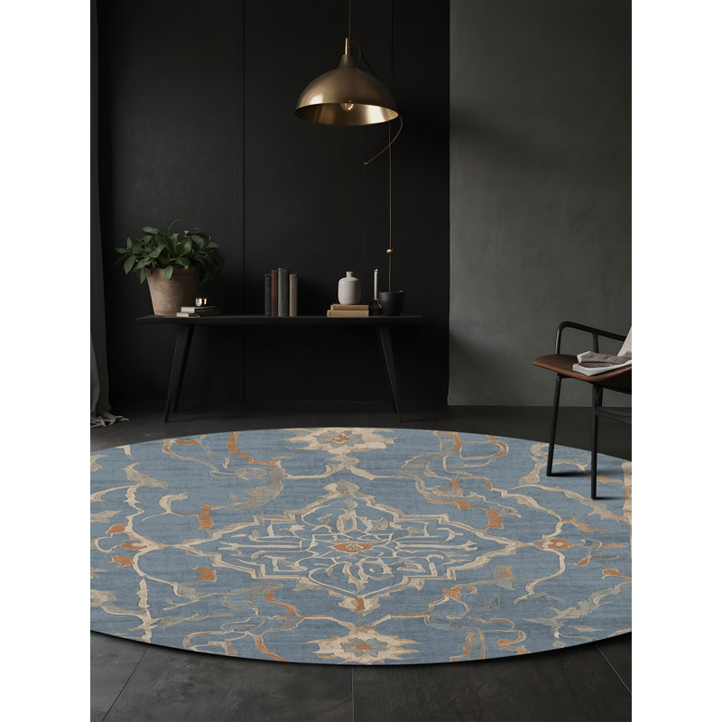 Tapis gris lavable à la machine, Rond 6 pi