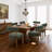 Mid-Century Modern Dining Chairs Green Fabric Upholstered Wood Frame Kitchen Chairs-1515309341