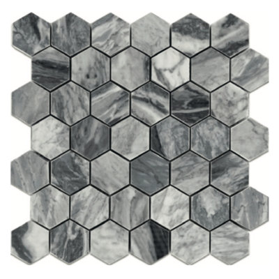 Bardiglio 2" x 2" Marble Honeycomb Mosaic Wall & Floor Tile