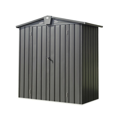 Remise de rangement extérieure 5,7 pi x 3 pi, remises extérieures en métal et entreposage extérieur en acier galvanisé, remise à outils avec porte double verrouillable pour patio, cour, jardin, pelouse (5,7 po x 3 pi)