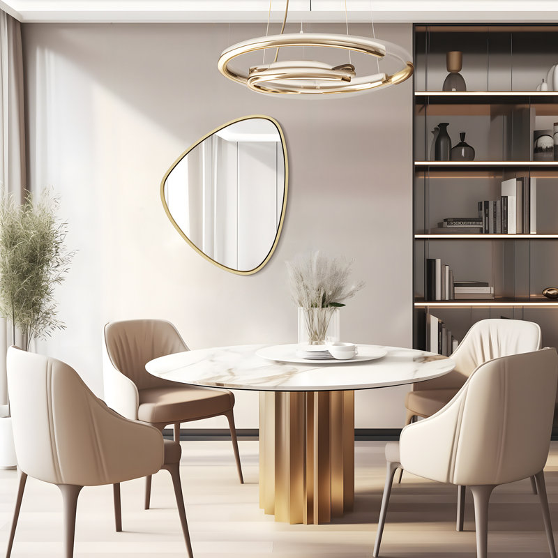 Miroir de décoration murale irrégulier, Doré, 24 po x 19 po