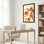 Tableau aquarelle sur toile tendue représentant une branche de cerisier en fleurs rouges, idéal pour décorer un salon ou une chambre.