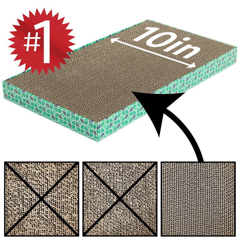 XL Wide Green Corrugated Cardboard Cat Scratching Pads, 3-Pack