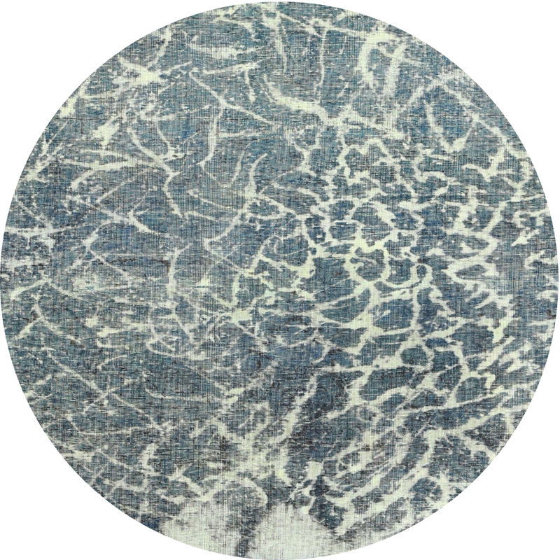 Tapis contemporain gris / blanc, Rond 8 pi