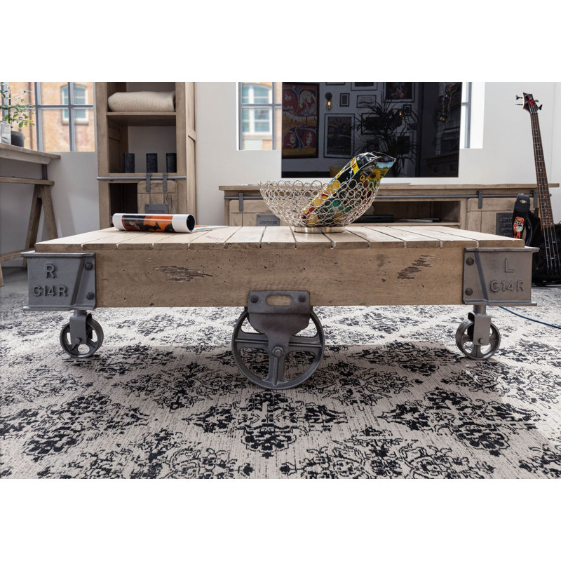 Railway Trestle Coffee Table, Tan, Grey
