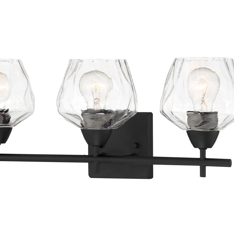 Nickel brossé Highland Dunes Muro avec lumière de meuble-lavabo opale gravée, Charbon, Transparent