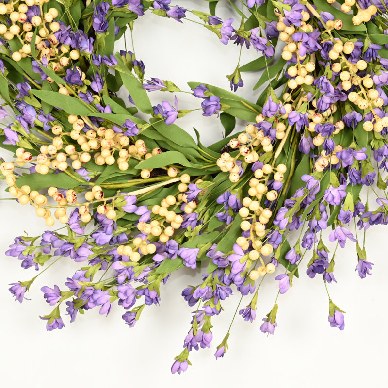 Couronne de porte artificielle 22 po, Mauve