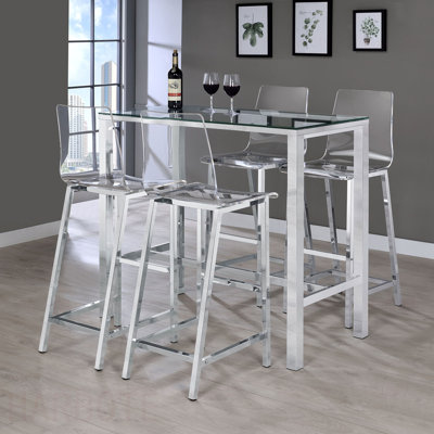 Tabourets de bar transparents et chromés (ensemble de 2)